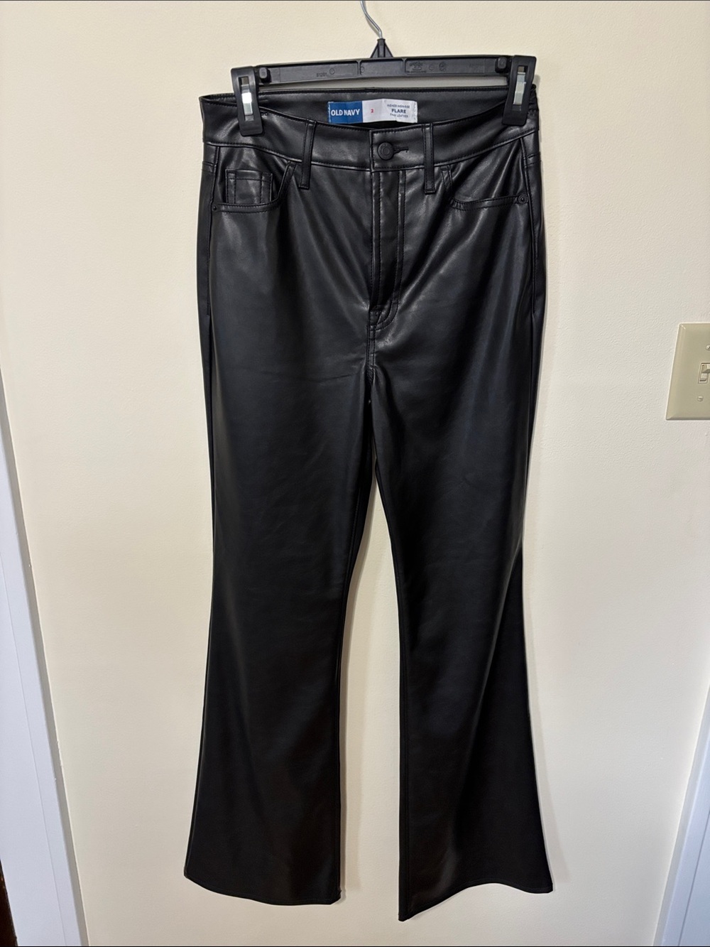 Old Navy High Waisted Black Faux Leather Flare Pants